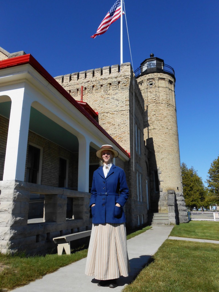 Senior Lighthouse Interpreter Helen wearing the jacket